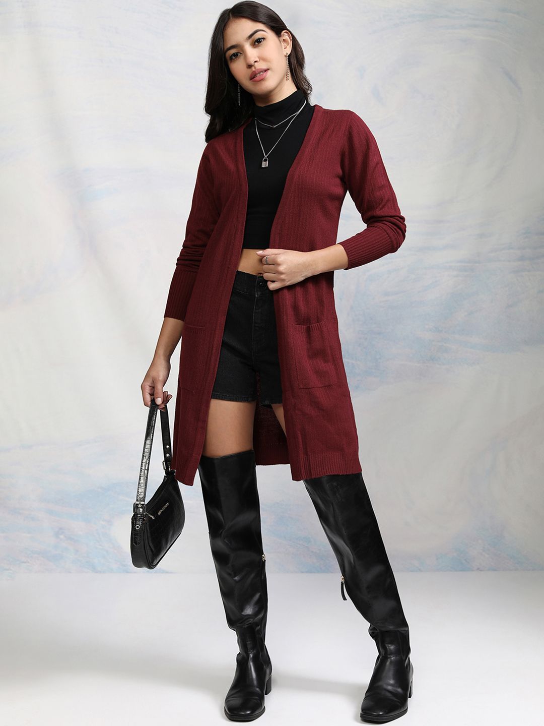 Tokyo Talkies Women Burgundy Front-Open