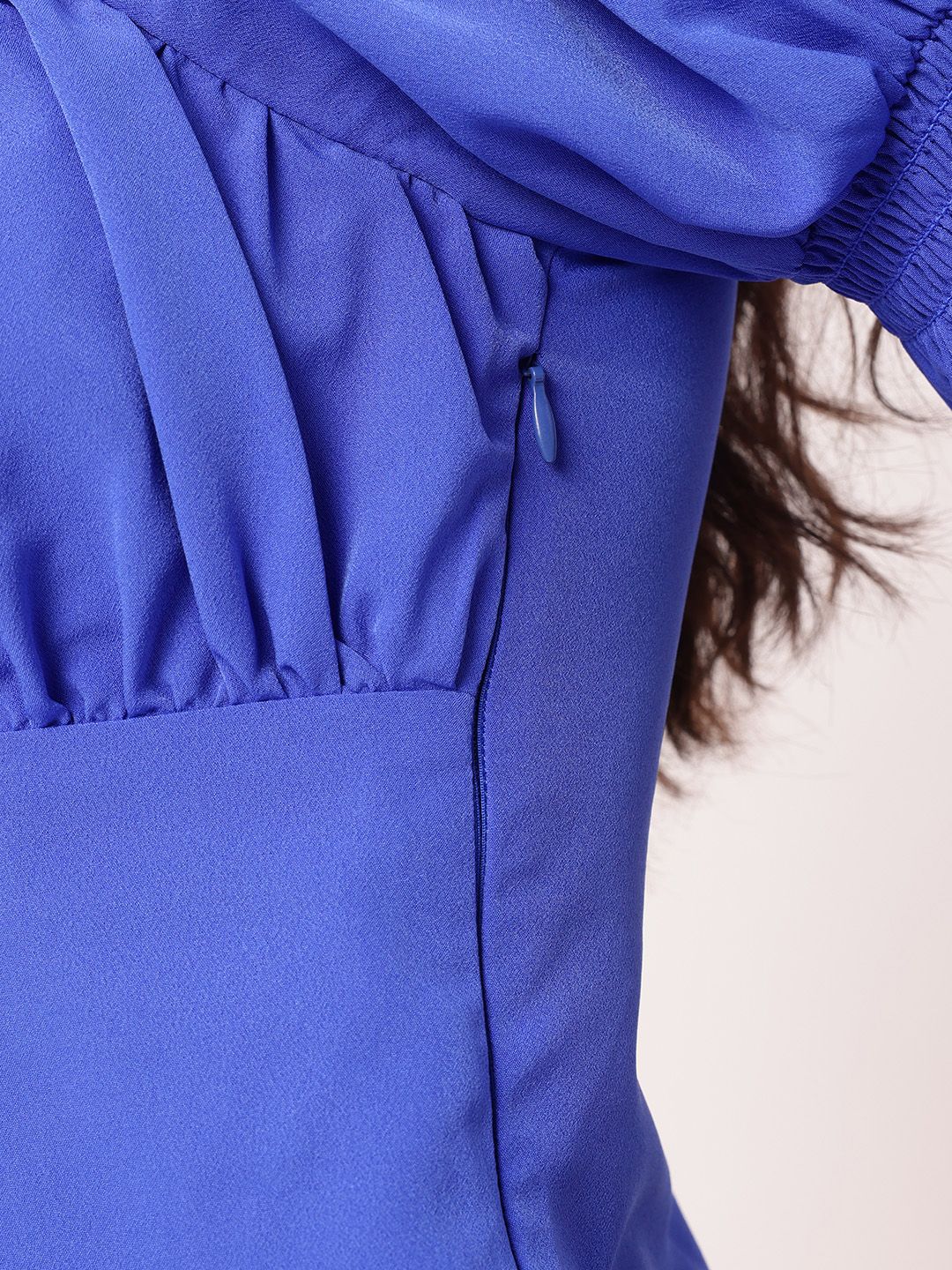 DressBerry Effortless Elegance Ruched Tiered Bell Sleeves Slit Front Empire Top