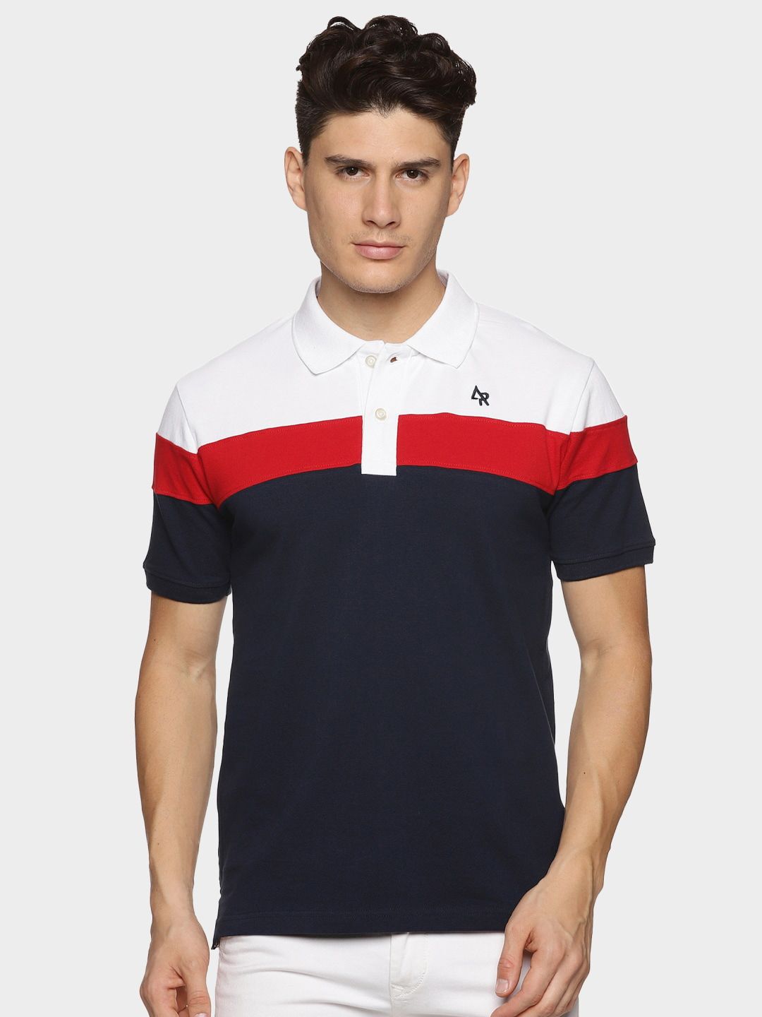 ADRO Colourblocked Cotton Polo Collar T-shirt