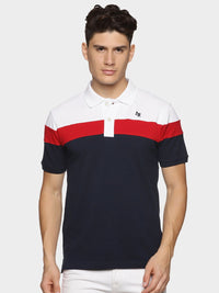 ADRO Colourblocked Cotton Polo Collar T-shirt