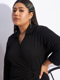 SASSAFRAS Curve Plus Size V-Neck Bodycon Dress