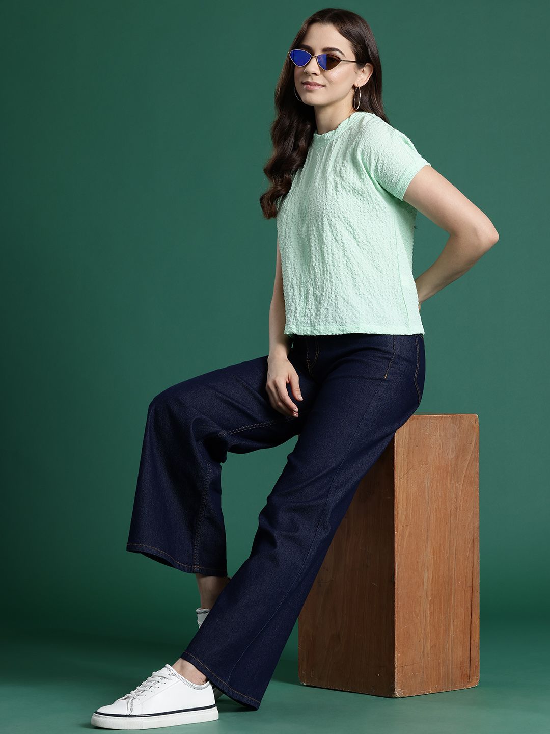 DressBerry Seersucker Extended Sleeves Top