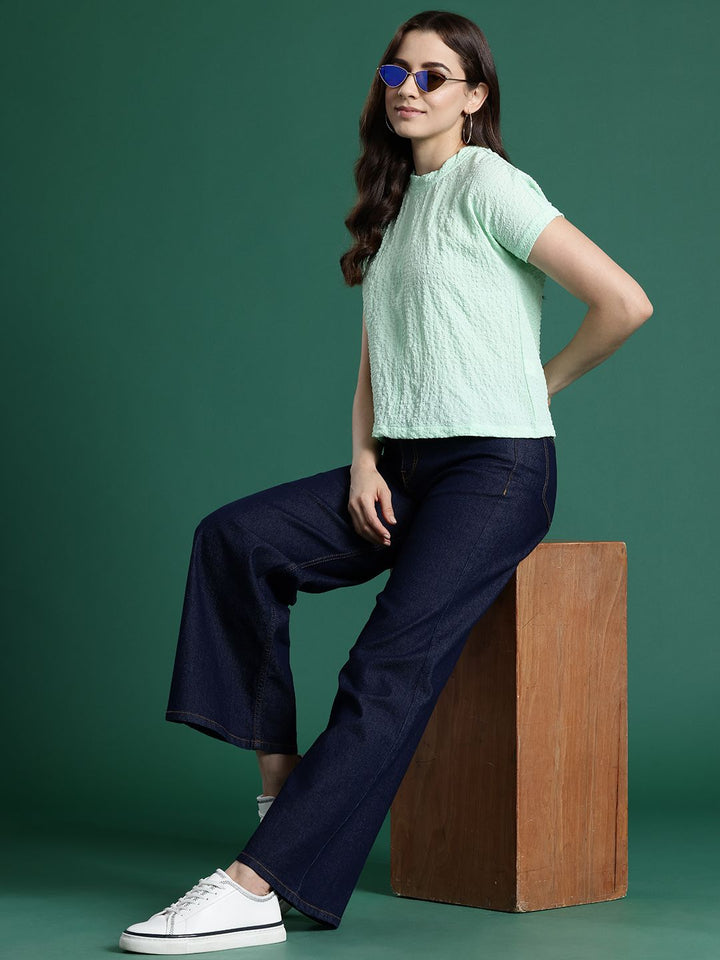 DressBerry Seersucker Extended Sleeves Top