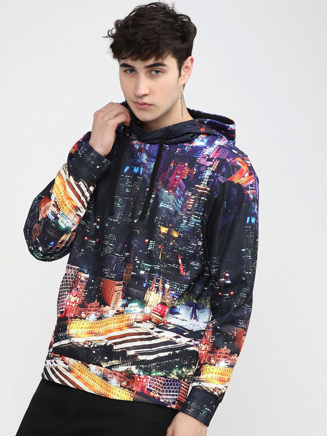 HIGHLANDER Men Multi Printed Hooded Sweatshirt