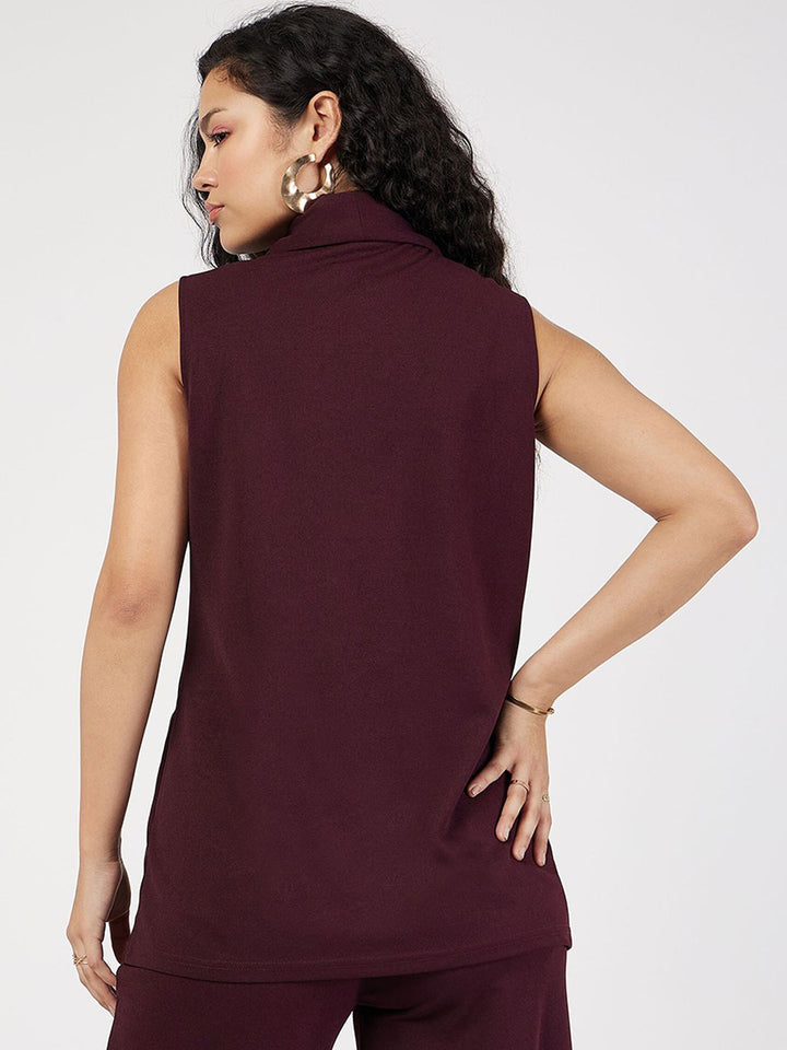 SASSAFRAS Double-Breasted Shawl Collar Sleeveless Longline Blazer