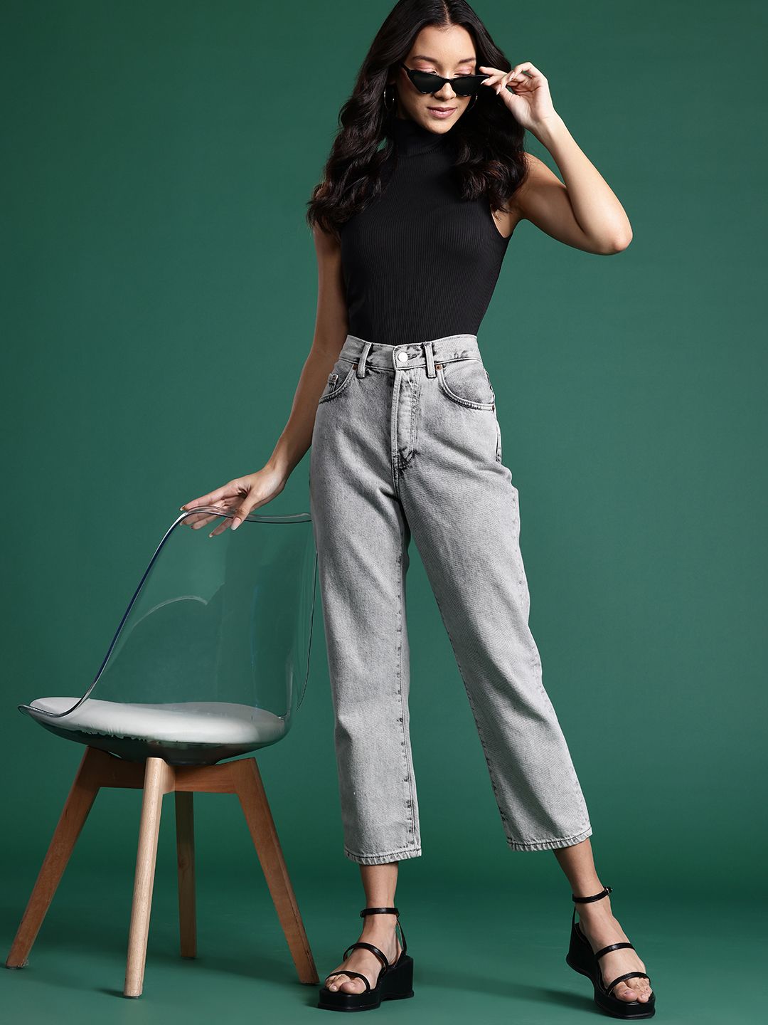 DressBerry Ribbed High Neck Top