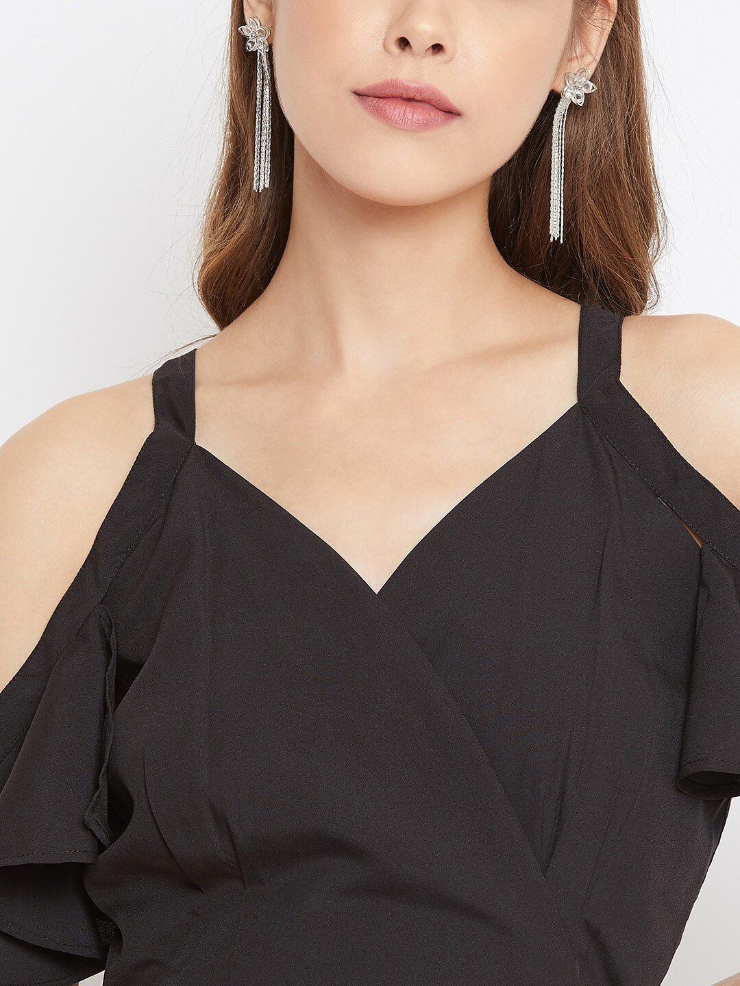 Berrylush Black Crepe Maxi Dress