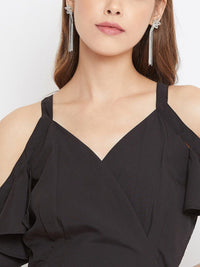 Berrylush Black Crepe Maxi Dress
