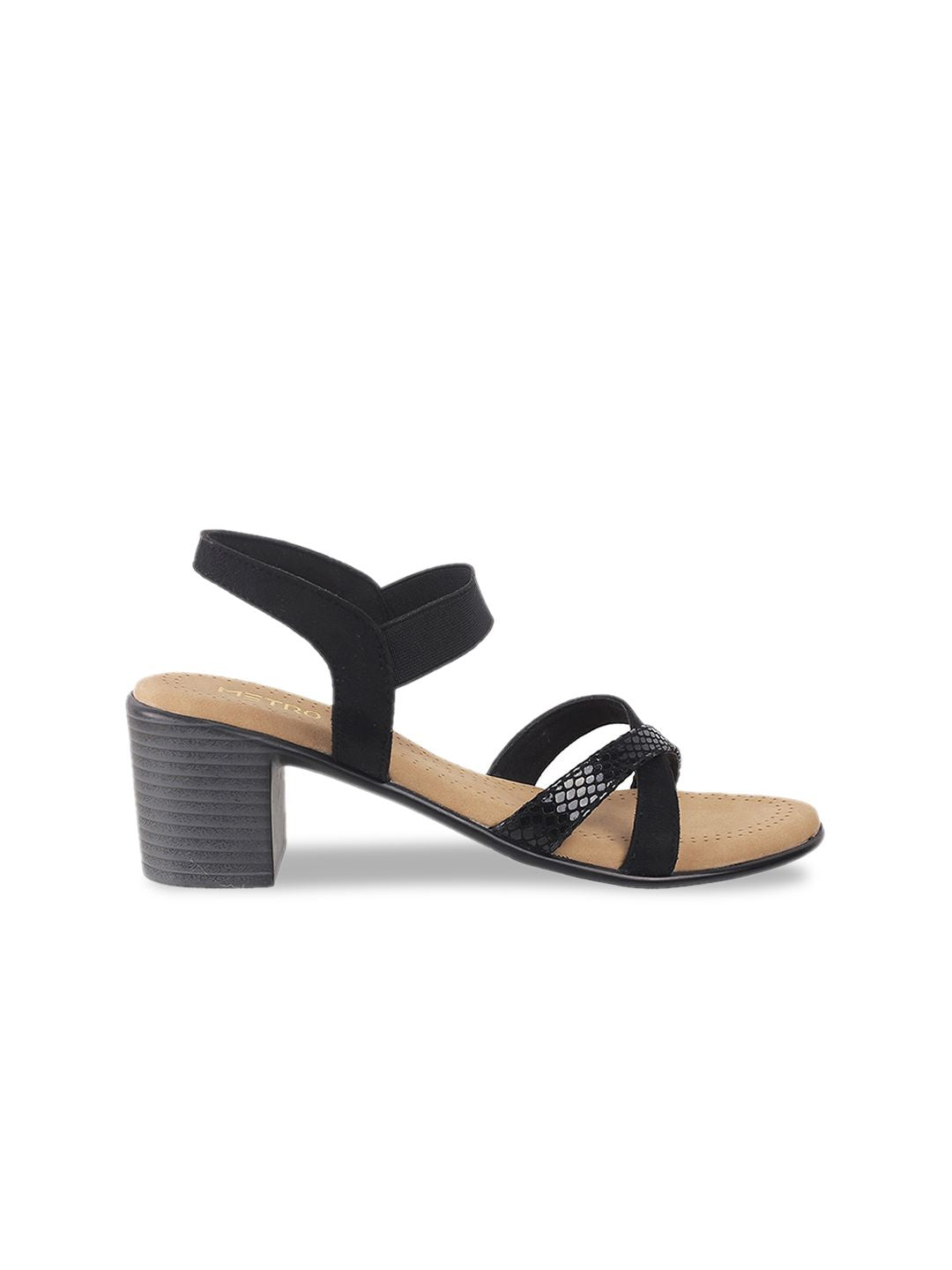 Metro Women Black Block Sandals