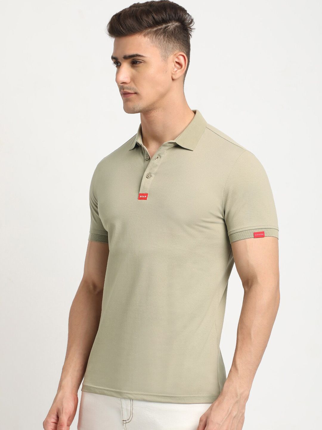 THE BEAR HOUSE Polo Collar Short Sleeves Slim Fit T-shirt