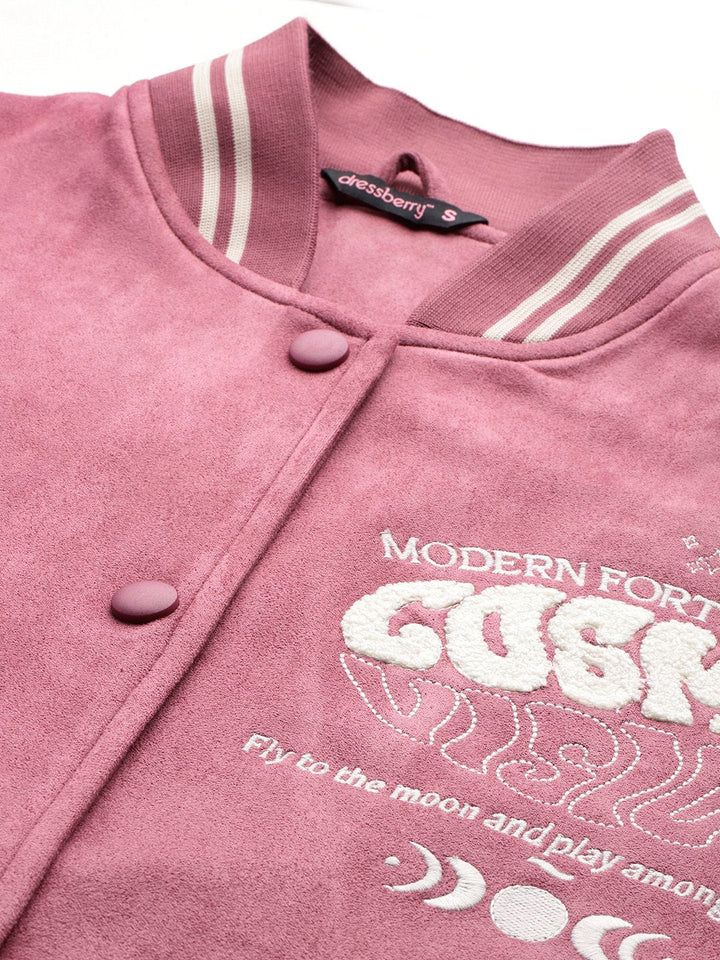 DressBerry Typography Colourblocked Varsity Jacket
