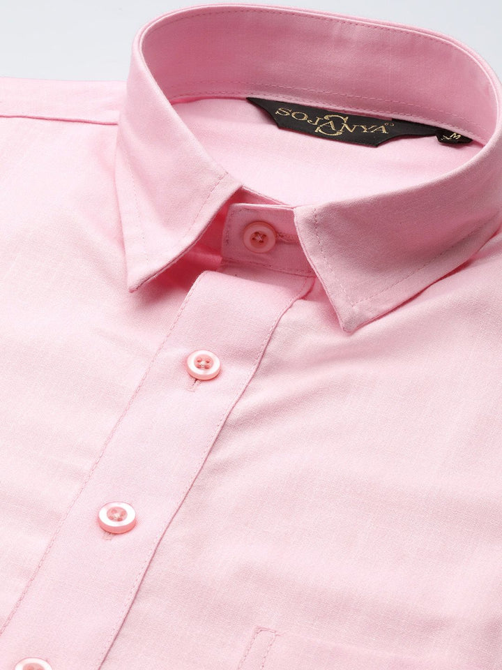 SOJANYA Men Pink Solid Pathani Kurta