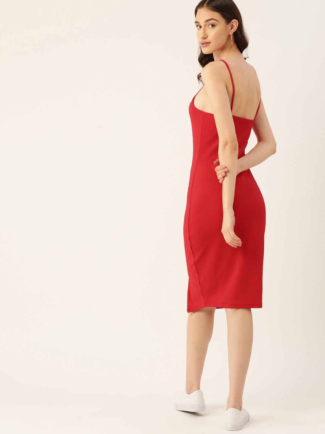 DressBerry Shoulder Straps Ribbed Bodycon Dress