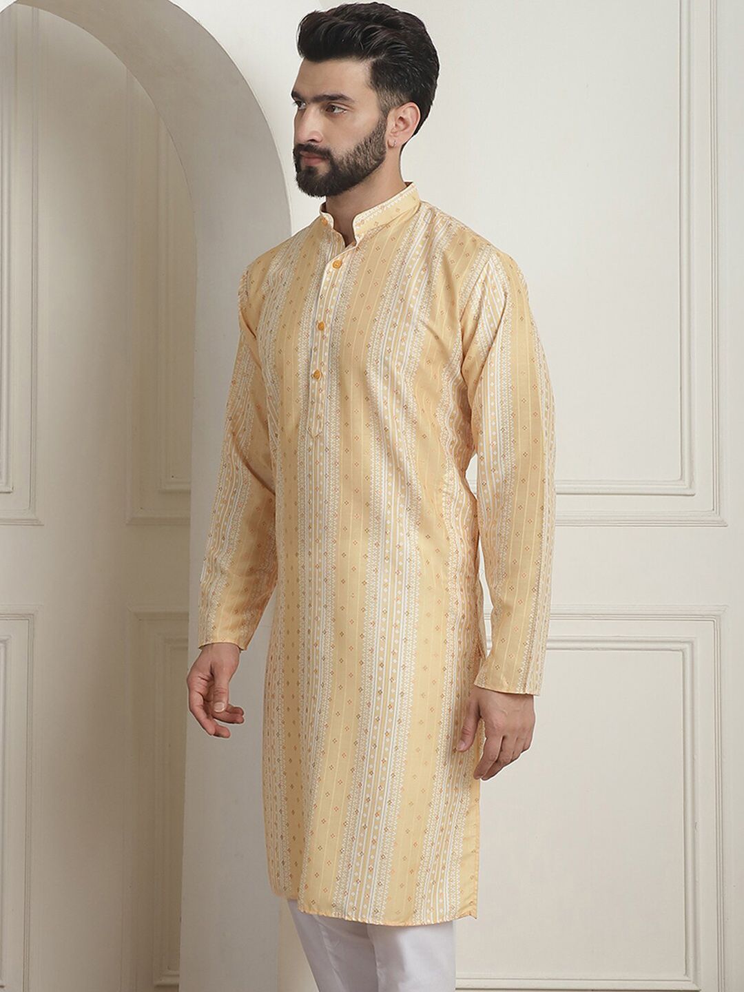 SOJANYA Ethnic Motifs Printed Mandarin Collar Long Sleeves Straight Kurta