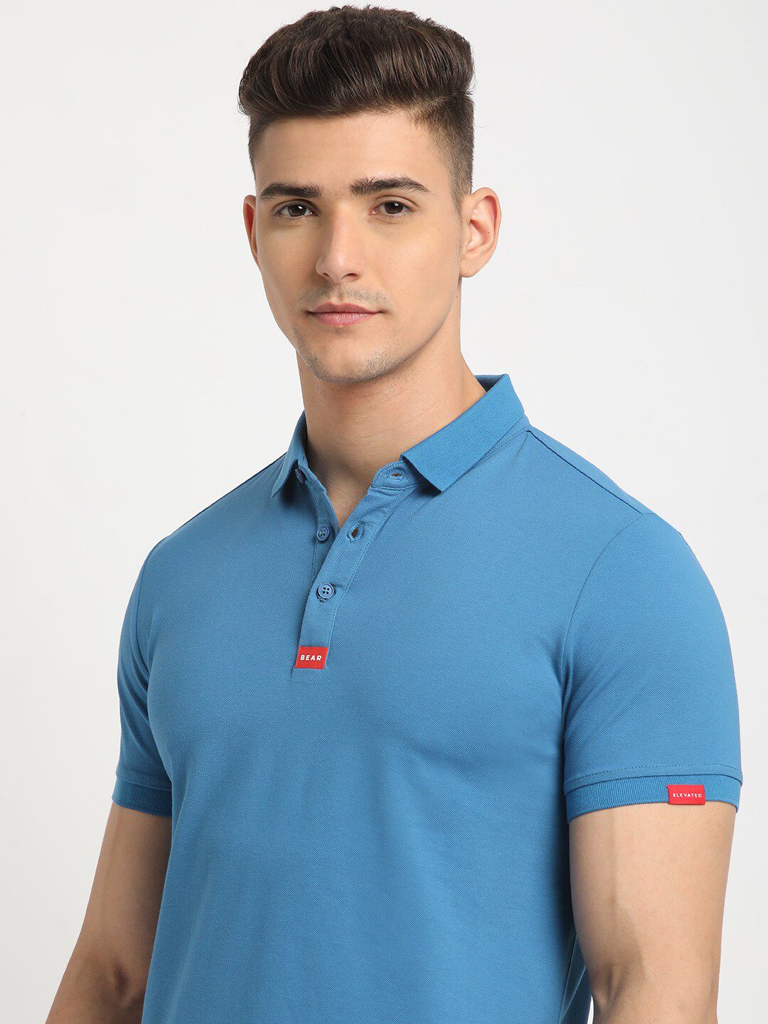 THE BEAR HOUSE Polo Collar Short Sleeves Slim Fit T-shirt