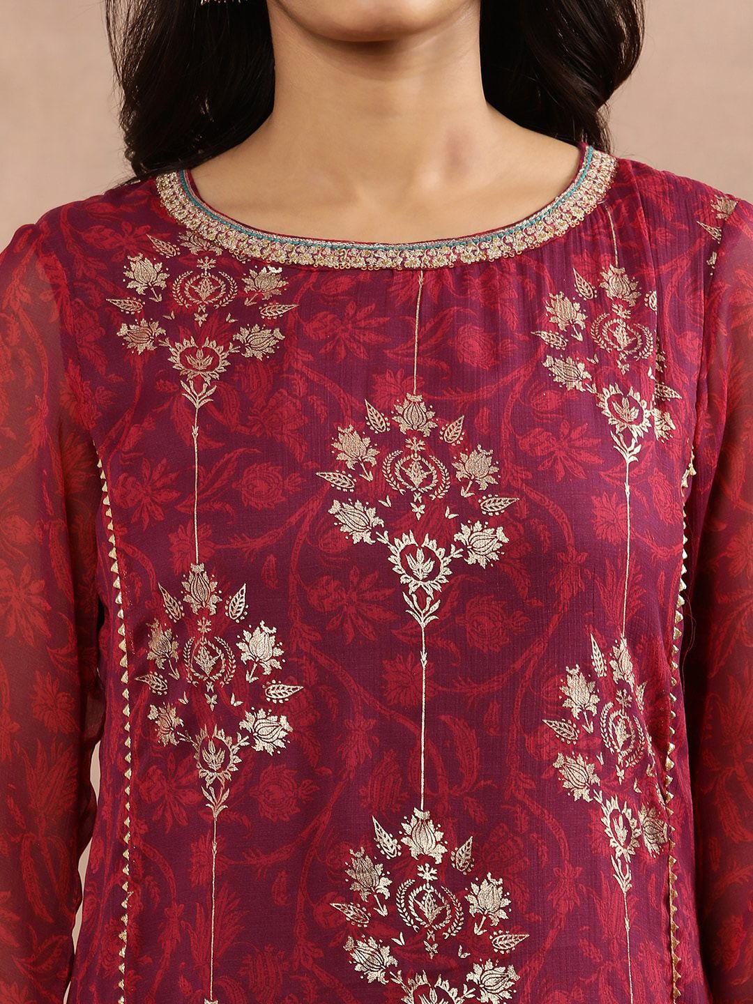 W Ethnic Motifs Printed Regular Kurta with Skirt