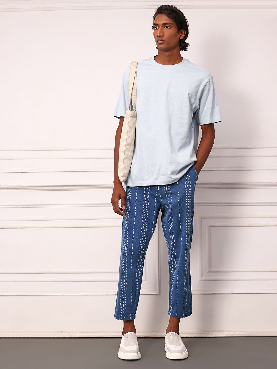 Mr Bowerbird Men Striped Pure Cotton Regular Trousers