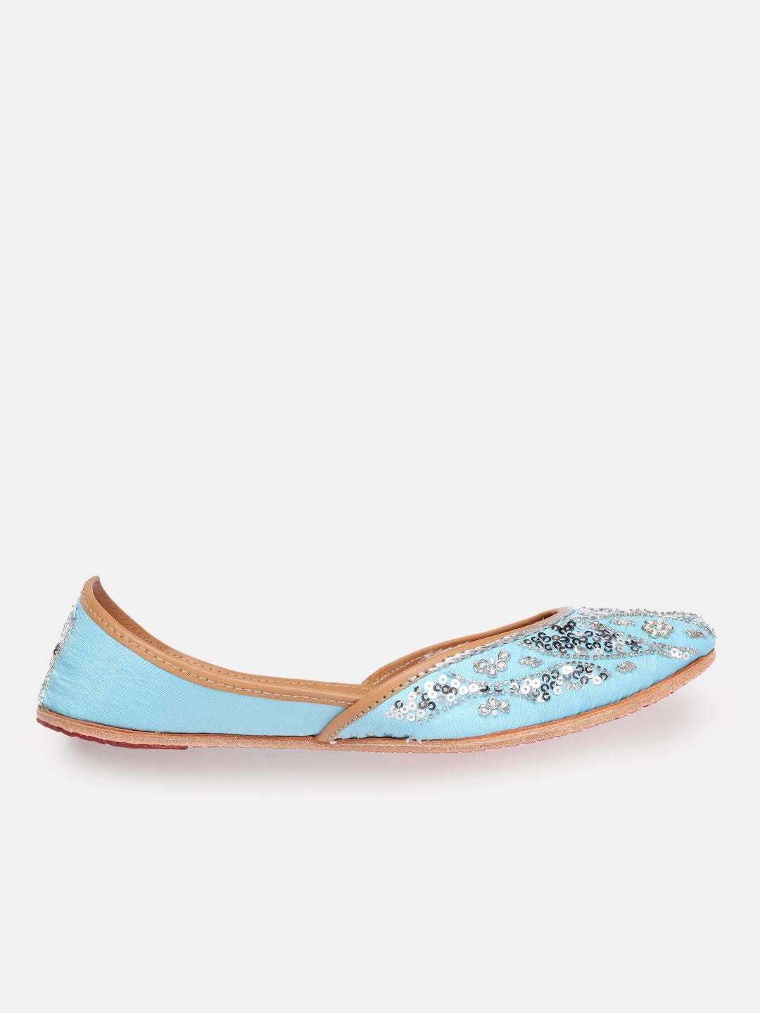 House of Pataudi Women Sequin Embellished Leather Mojaris