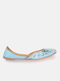 House of Pataudi Women Sequin Embellished Leather Mojaris