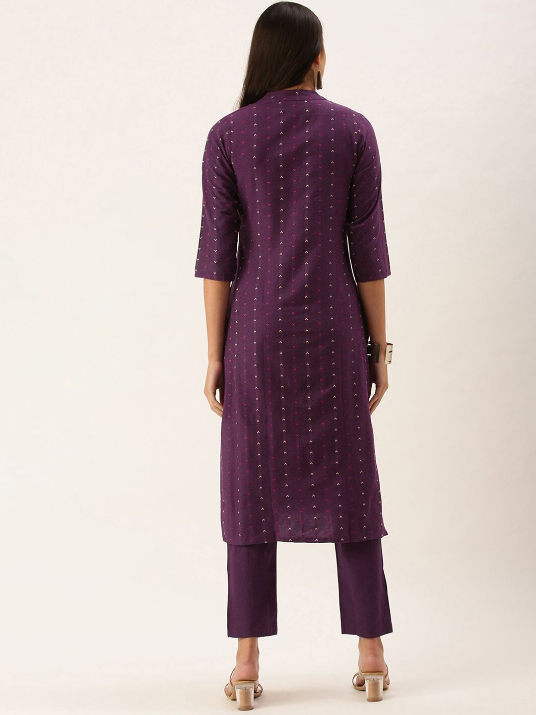 KALINI Geometric Printed Regular Kurta with Trousers