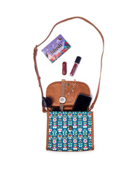 TEAL BY CHUMBAK Graphic Printed Satchel Bag
