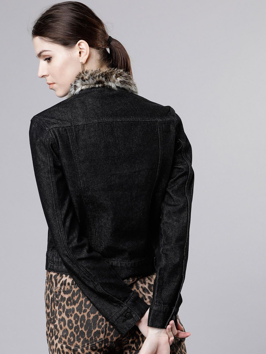 Tokyo Talkies Women Black Solid Denim Jacket