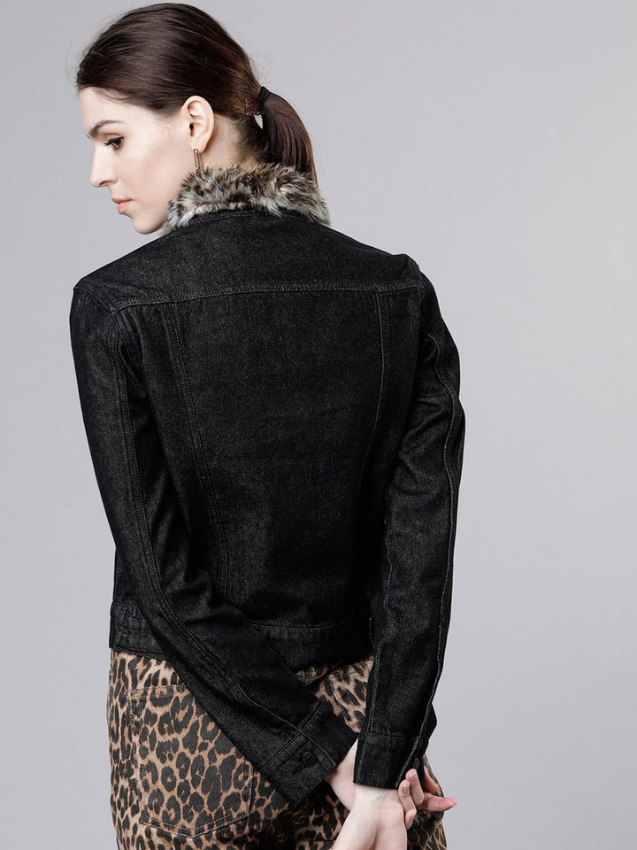 Tokyo Talkies Women Black Solid Denim Jacket
