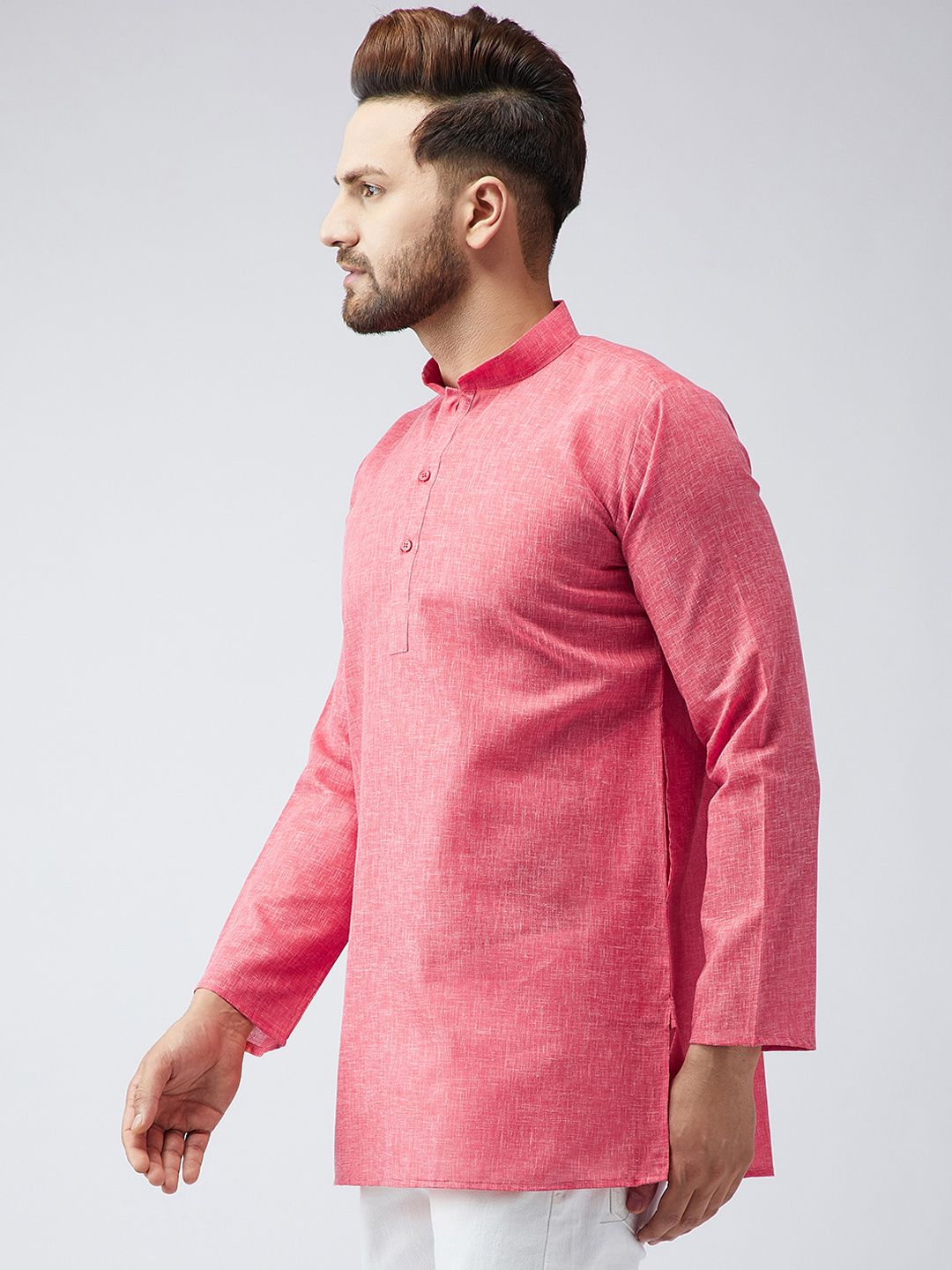 SOJANYA Men Red Solid Straight Kurta