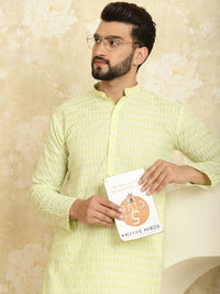 SOJANYA Motif Etnik Sulam Kurta Kapas Tulen dengan Churidar
