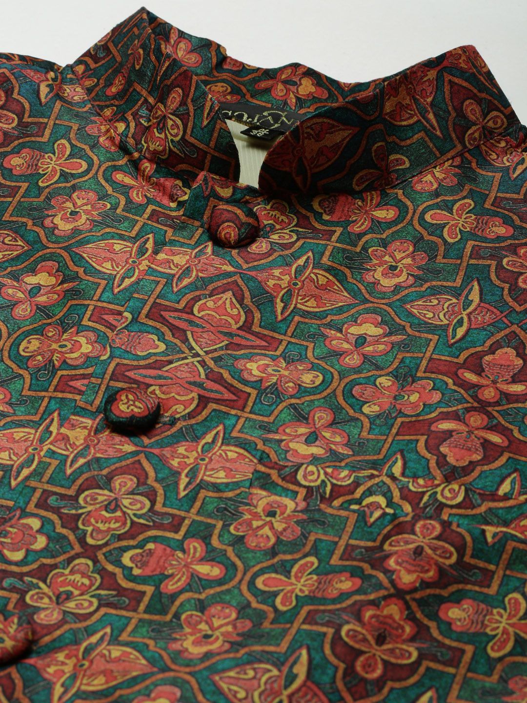SOJANYA Kurta Belang Hijau Lelaki dengan Jaket Churidar & Nehru