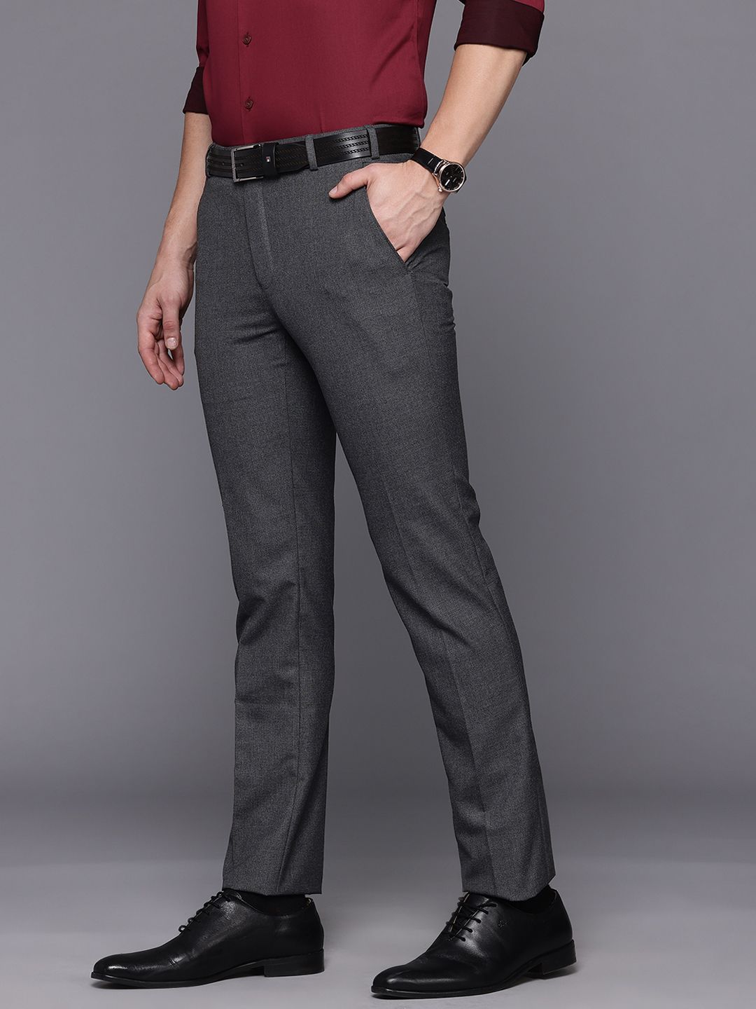 Raymond Men Mid-Rise Slim Fit Formal Trousers