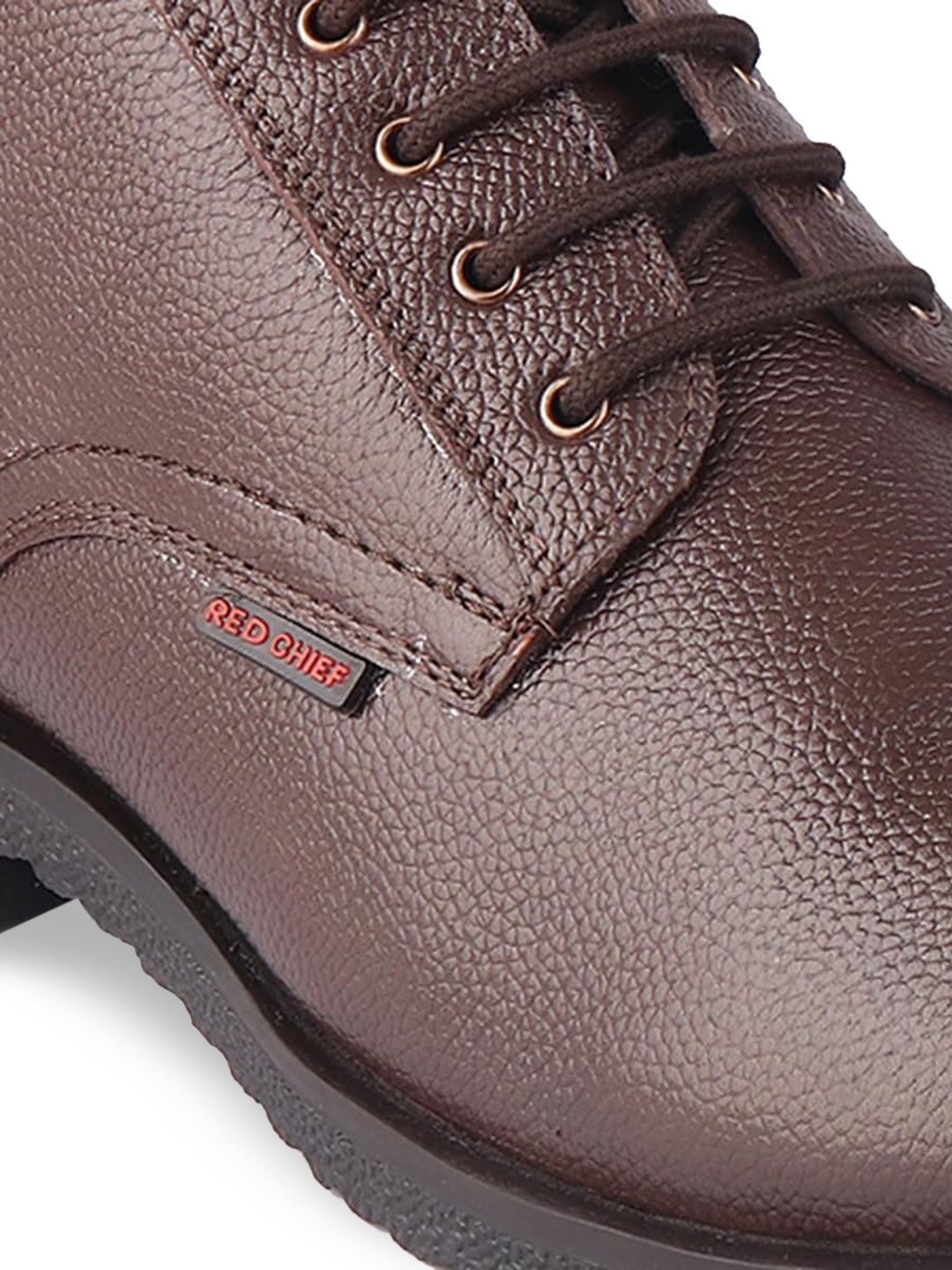 Red Chief Men Brown Textured Leather Boots