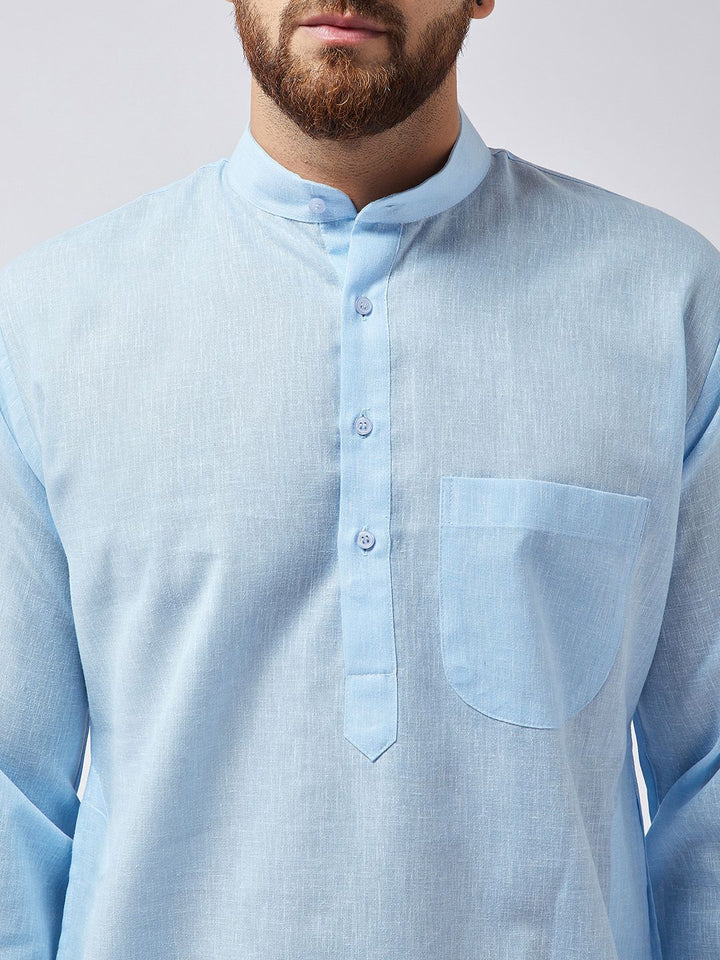 SOJANYA Men Blue Solid Straight Kurta