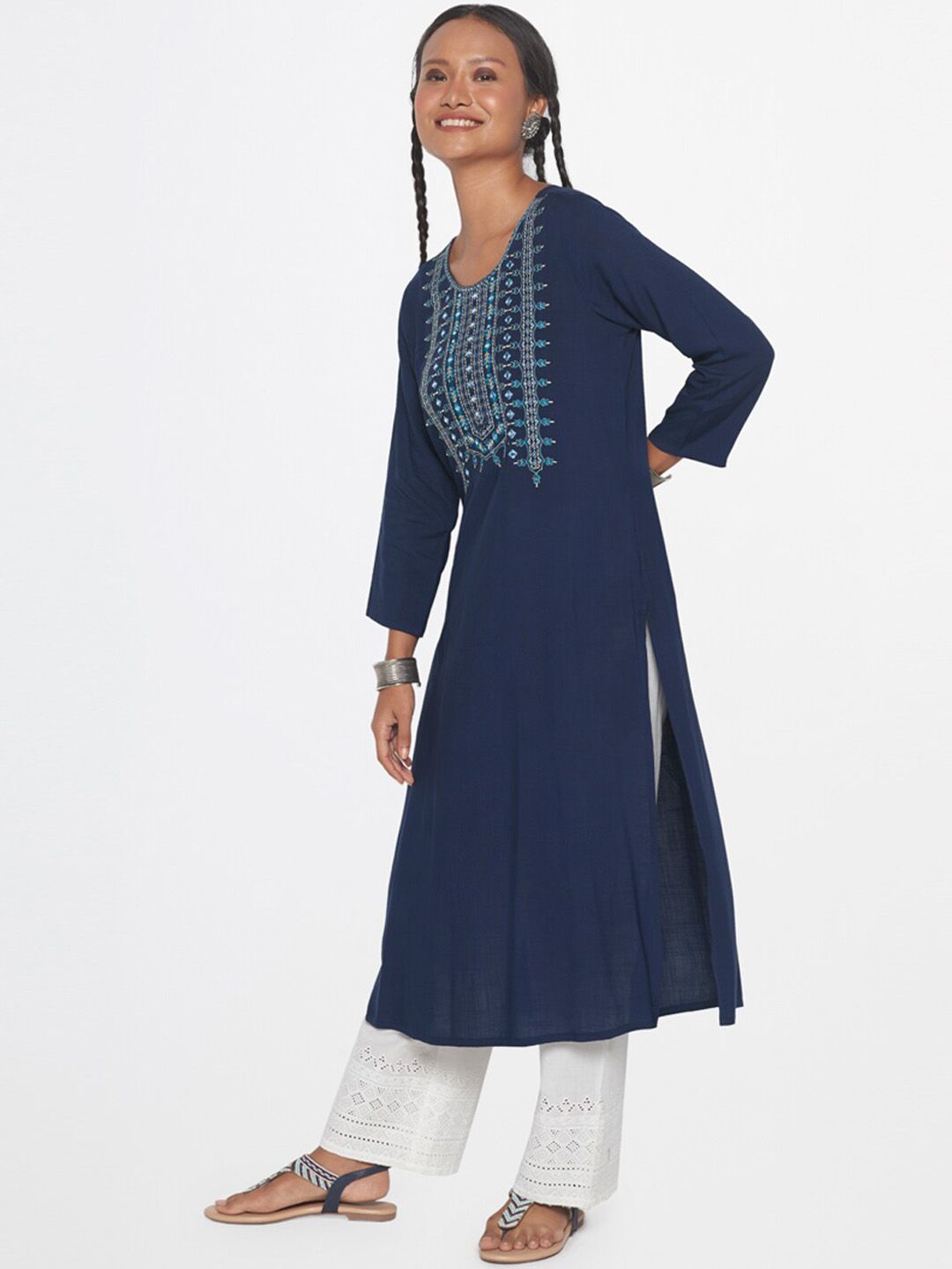 Global Desi Floral Embroidered Anarkali Kurta