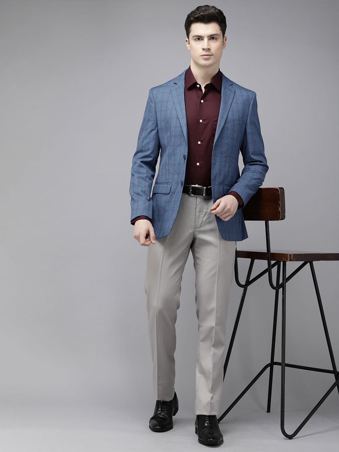 Park Avenue Memeriksa Super Slim Fit Blazer Formal Single-Breasted