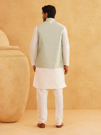 SOJANYA Mandarin Collar Kurta With Churidar & Nehru jacket