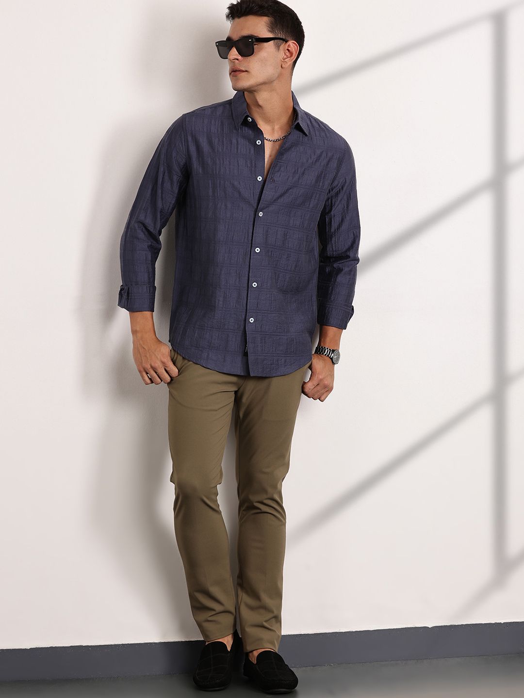 Thomas Scott Men Classic Slim Fit Opaque Casual Shirt