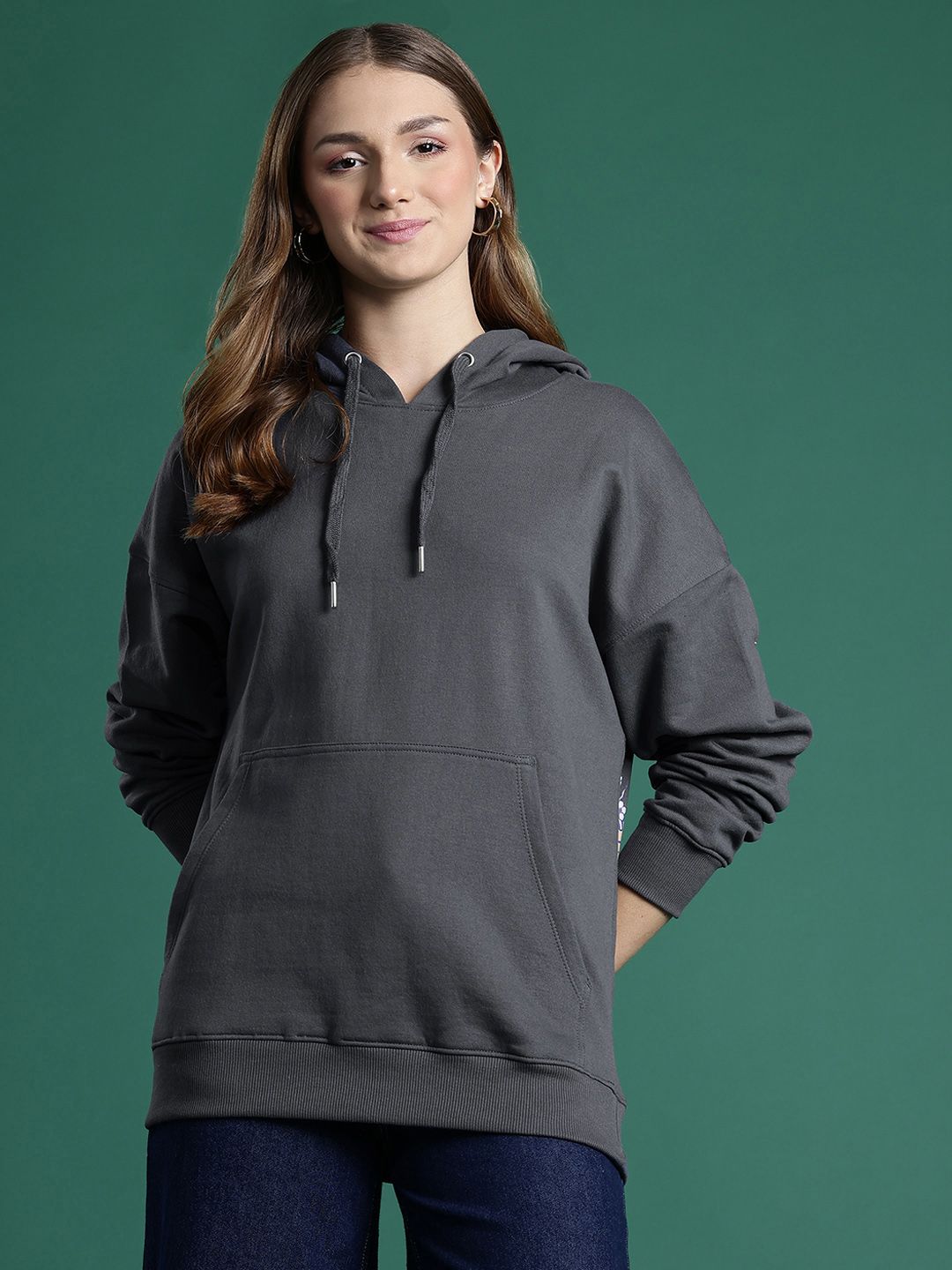 DressBerry Women Printed Hooded Sweatshirt