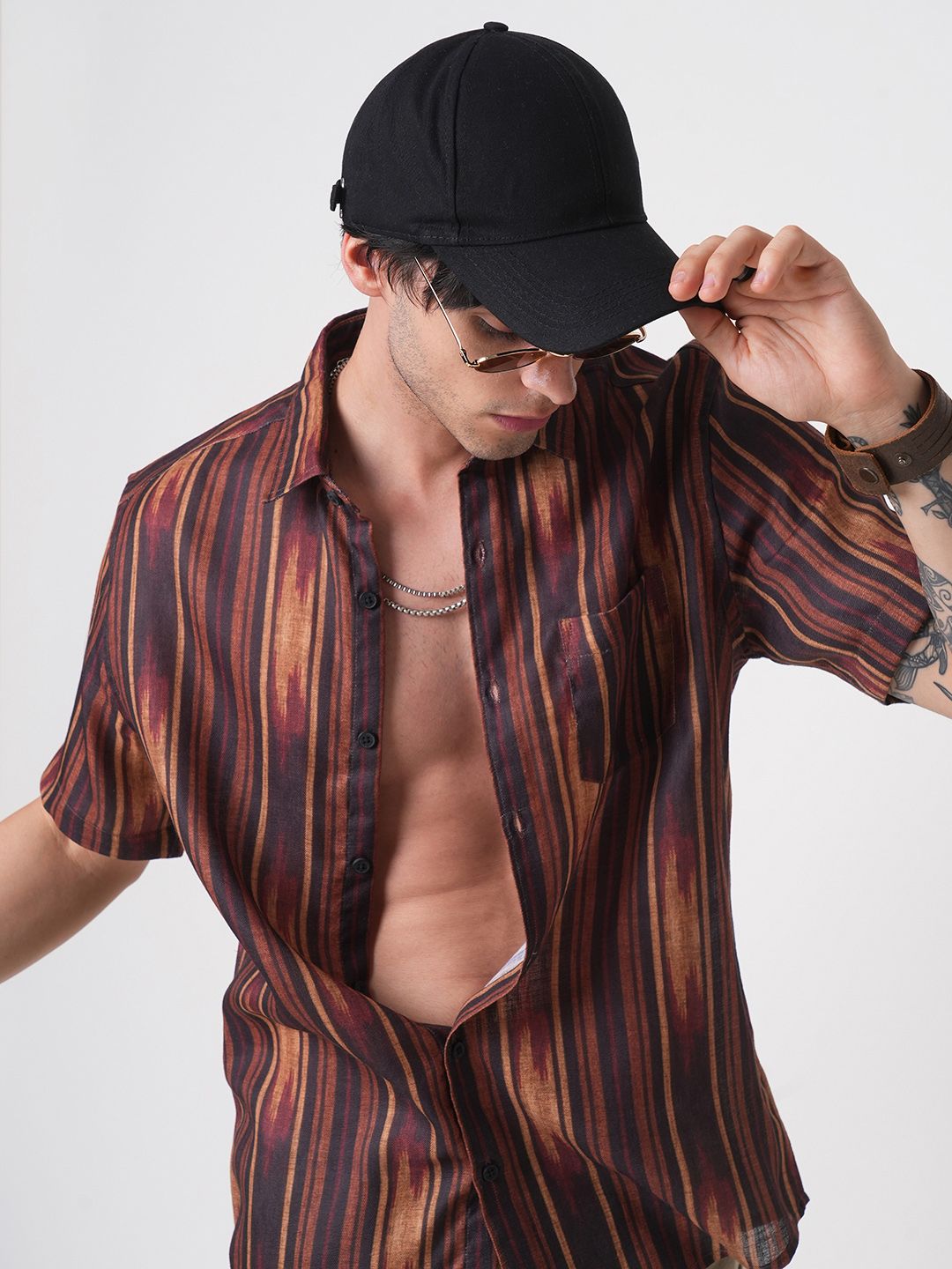 VASTRADO Men Classic Slim Fit Multi Stripes Opaque Striped Casual Shirt