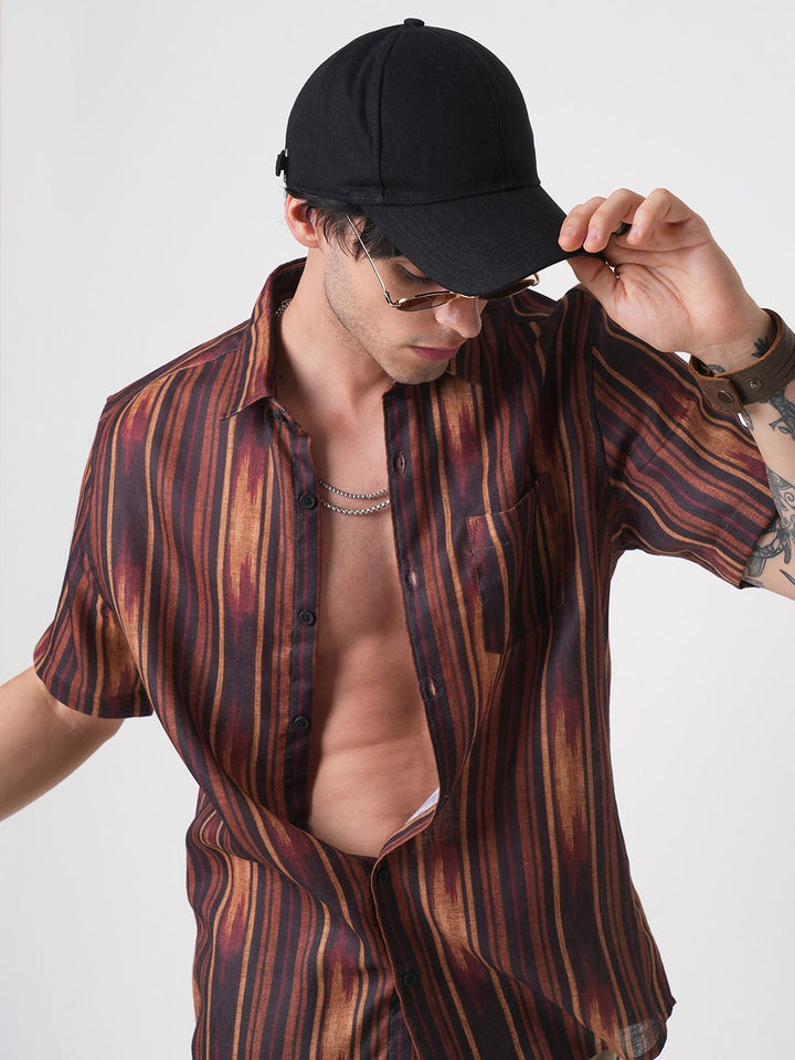 VASTRADO Men Classic Slim Fit Multi Stripes Opaque Striped Casual Shirt