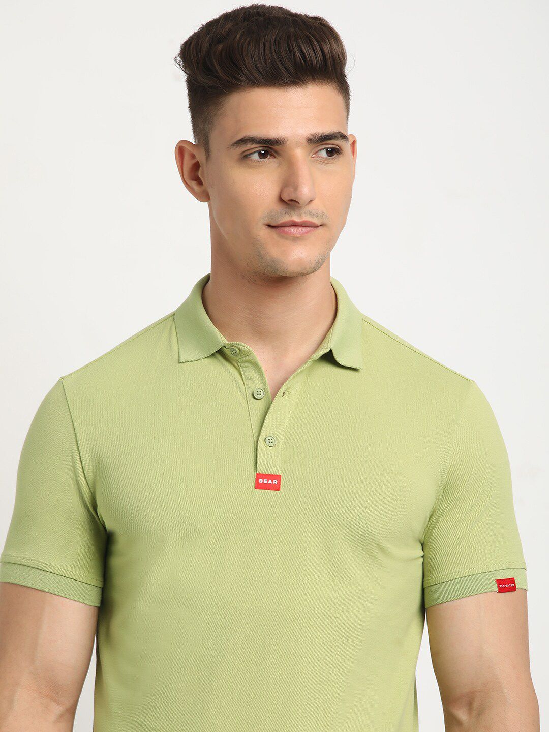 THE BEAR HOUSE Polo Collar Short Sleeves Slim Fit T-shirt