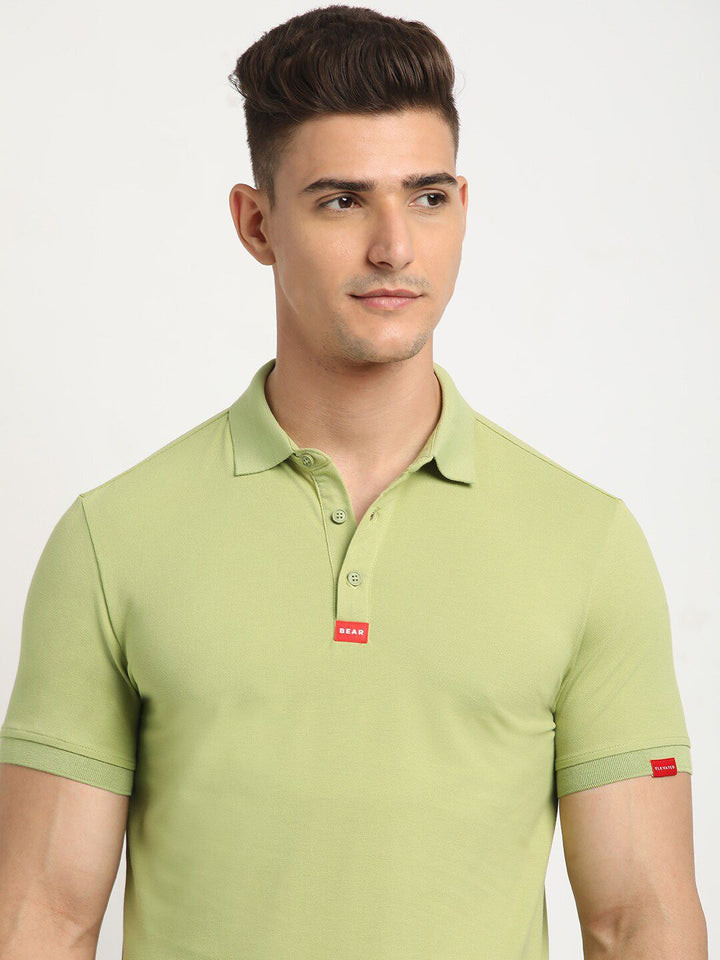 THE BEAR HOUSE Polo Collar Short Sleeves Slim Fit T-shirt
