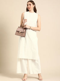 Anouk Women Solid Round Neck Pure Cotton Kurta