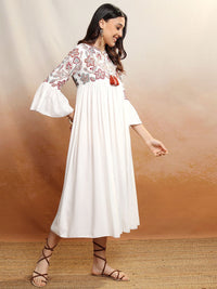 Vishudh Floral Embroidered A-Line Midi Dress