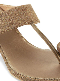 Metro Women Gold-Toned Embellished Wedges