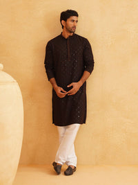 SOJANYA Geometric Embroidered Sequinned Pure Cotton Straight Kurta
