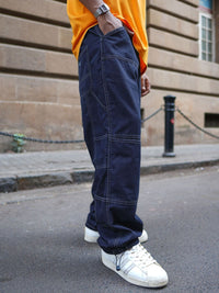 Powerlook Men Solid Relaxed Loose Fit Cargos Trousers