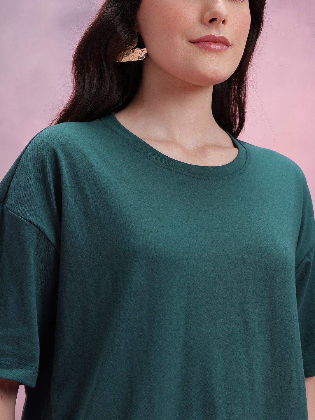 DressBerry Drop-Shoulder Sleeves Relaxed T-shirt