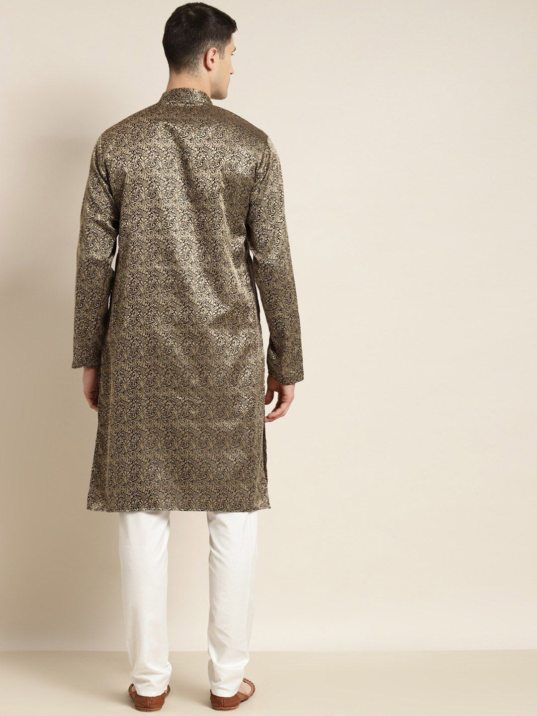 SOJANYA Floral Woven Design Jacquard Kurta With Churidar