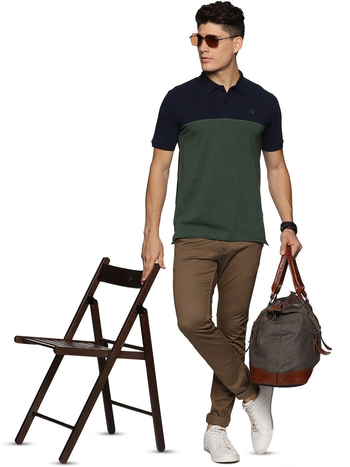 ADRO Colourblocked Cotton Polo Collar T-shirt
